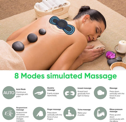 "Rechargeable Mini Massager with 8 Modes & 19 Strength Levels – Pain Relief for Shoulders, Back, Arms & Legs"