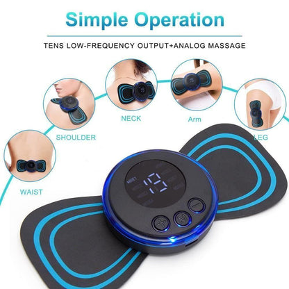 "Rechargeable Mini Massager with 8 Modes & 19 Strength Levels – Pain Relief for Shoulders, Back, Arms & Legs"